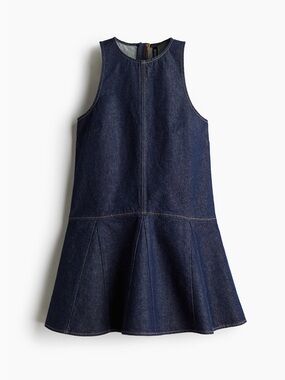 H&M Sleeveless Dark Indigo Denim Fit-and-Flare Dress
